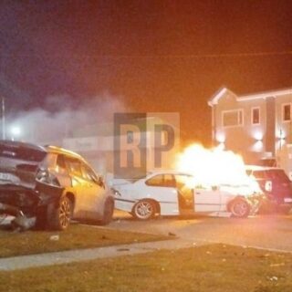 Conducía alcoholizado, chocó tres autos estacionados y se prendió fuego su auto